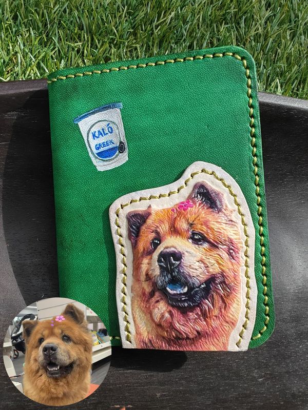 Pet Portrait Leather Carving &amp; Sculpting Cardholder/Wallet
