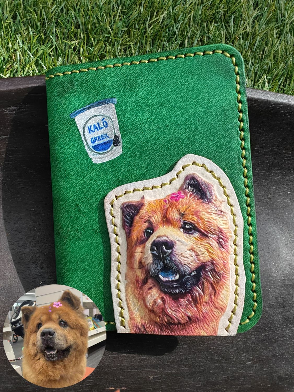 Pet Portrait Leather Carving &amp; Sculpting Cardholder/Wallet