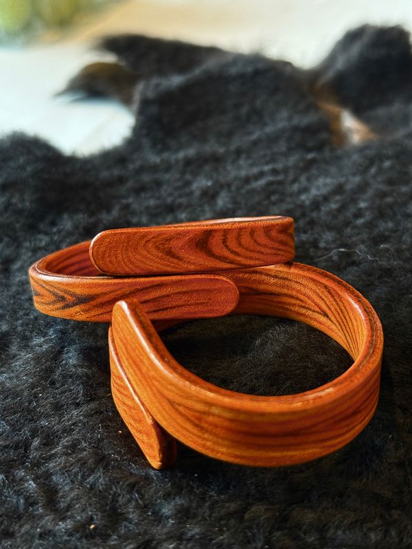 Wood Camouflage Leather Adjustable Wristband 