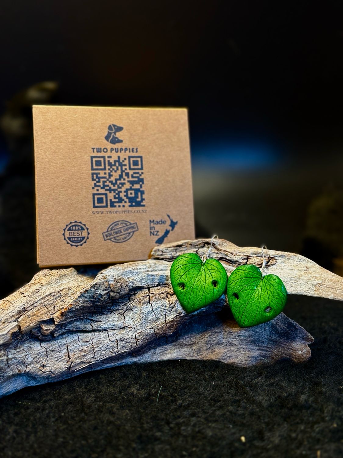 Kawakawa Leaf Leather Drop Earrings