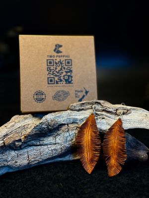 Kiwi Bird Brown Feather Leather Drop Earrings