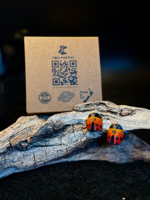 Ladybug Leather Drop Earrings