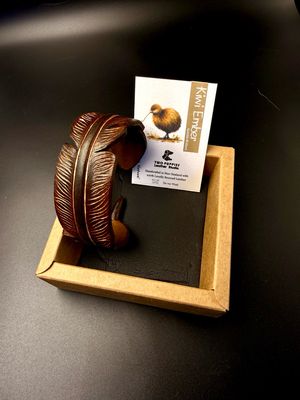 Kiwi Ember Leather Feather Adjustable Wristband Kiwi Ember Leather Feather Adjustable Wristband