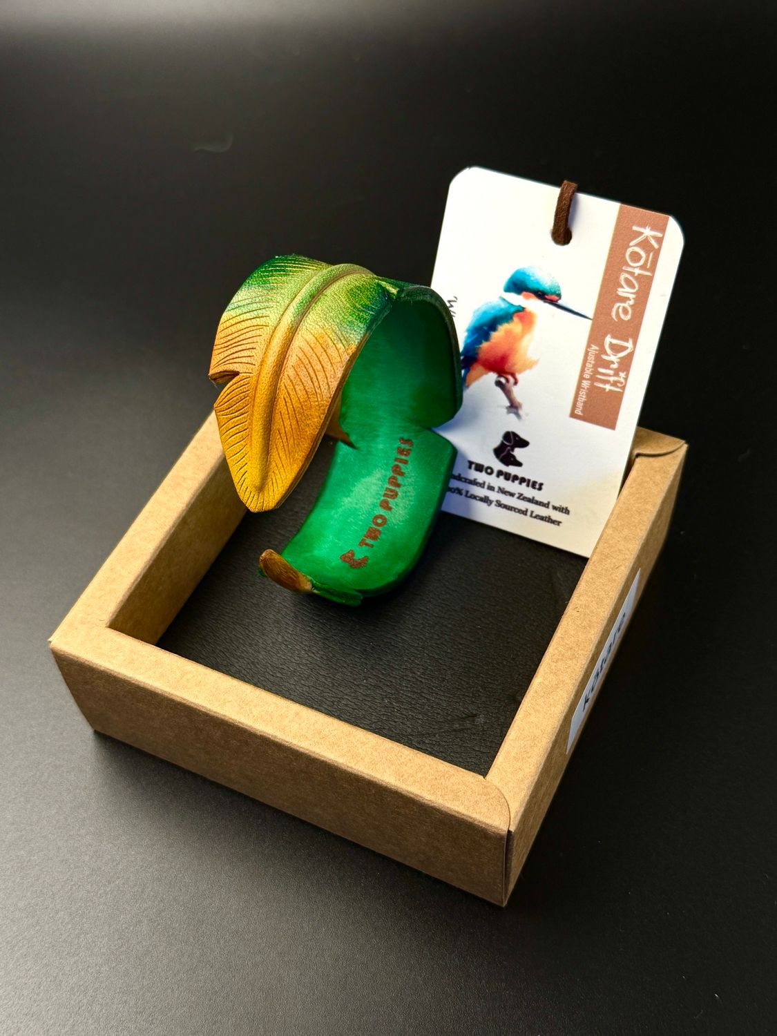 Kōtare Drift Leather Feather Adjustable Cuff