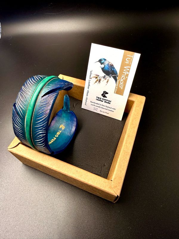 Tūī Whisper Leather Feather Adjustable Cuff Tūī Whisper Leather Feather Adjustable Cuff