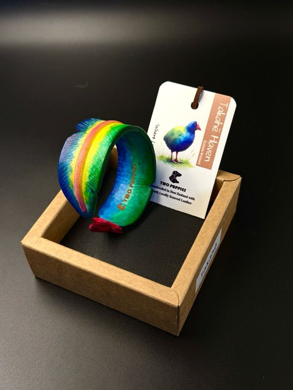 Takahē Haven Leather Feather Adjustable Cuff Takahē Haven Leather Feather Adjustable Cuff