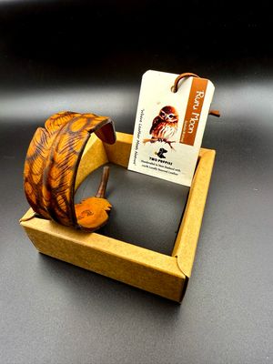 Ruru Moon Leather Feather Adjustable Wristband Ruru Moon Leather Feather Adjustable Wristband