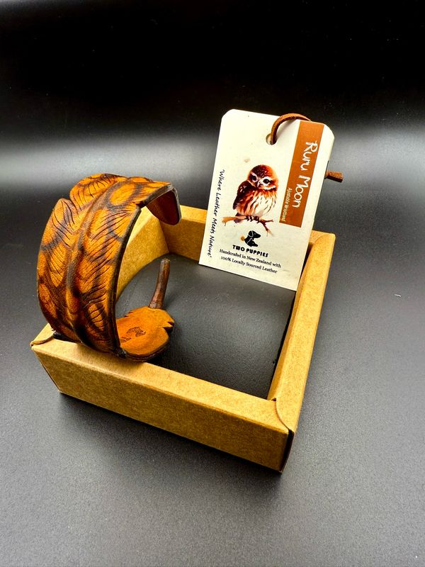 Ruru Moon Leather Feather Adjustable Cuff Ruru Moon Leather Feather Adjustable Cuff