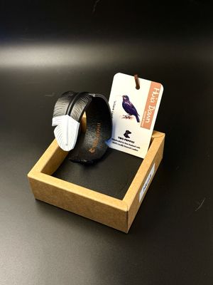 Huia Dawn Leather Feather Adjustable Cuff Huia Dawn Leather Feather Adjustable Cuff
