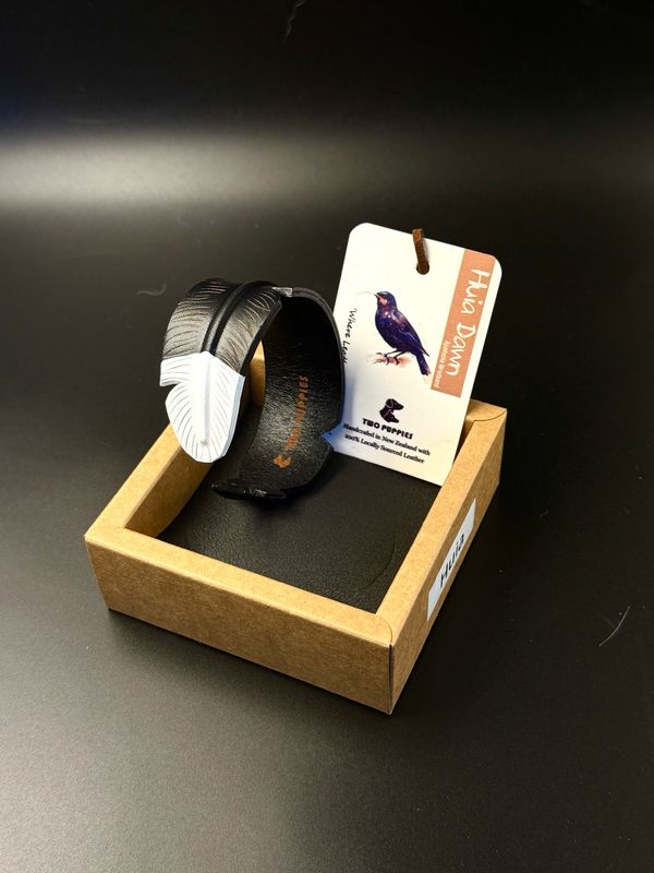Huia Dawn Leather Feather Adjustable Cuff Huia Dawn Leather Feather Adjustable Cuff