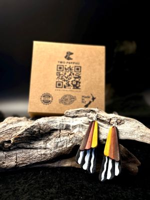 Fantail/pīwakawaka Leather Drop Earrings