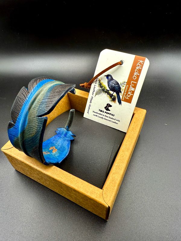 Kōkako Lullaby Leather Feather Adjustable Cuff Kōkako Lullaby Leather Feather Adjustable Cuff