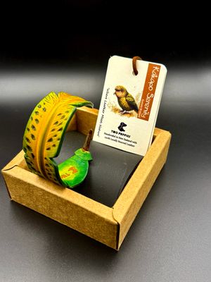 Kākāpō Serenity Leather Feather Adjustable Cuff Kākāpō Serenity Leather Feather Adjustable Cuff