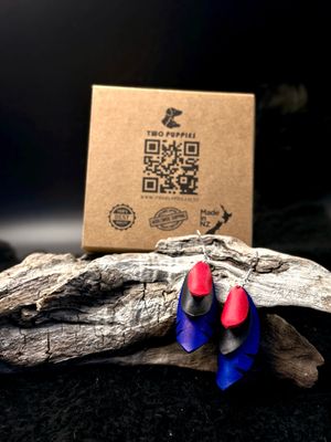 Pūkeko Feather Leather Drop Earrings