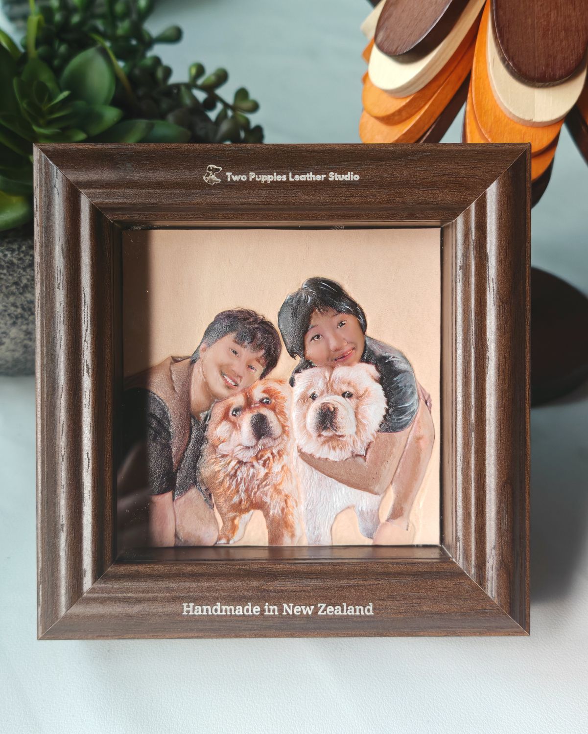 Hand-sculpted Leather Relief Portrait Frame