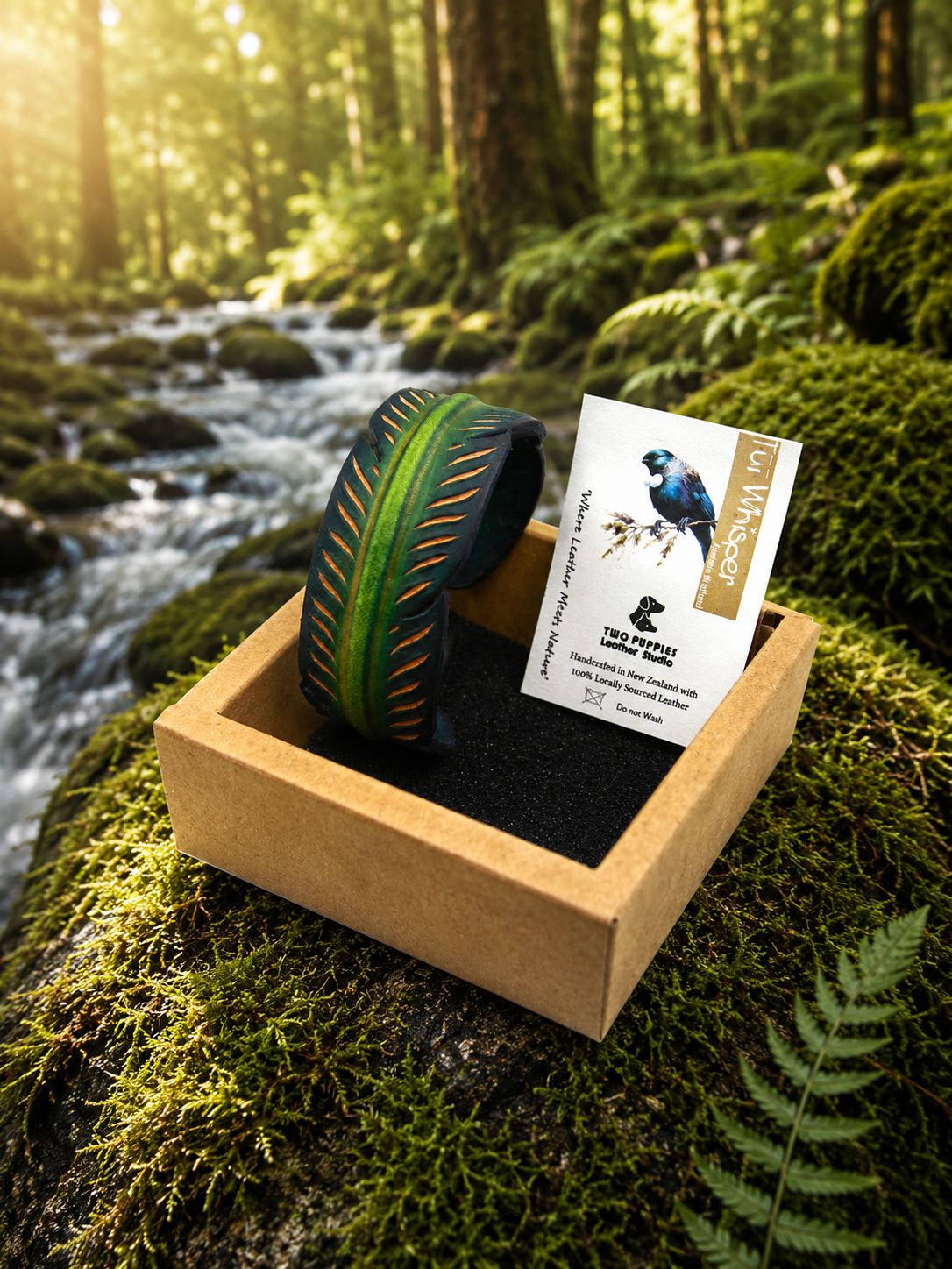 Tūī Whisper Leather Feather Adjustable Cuff