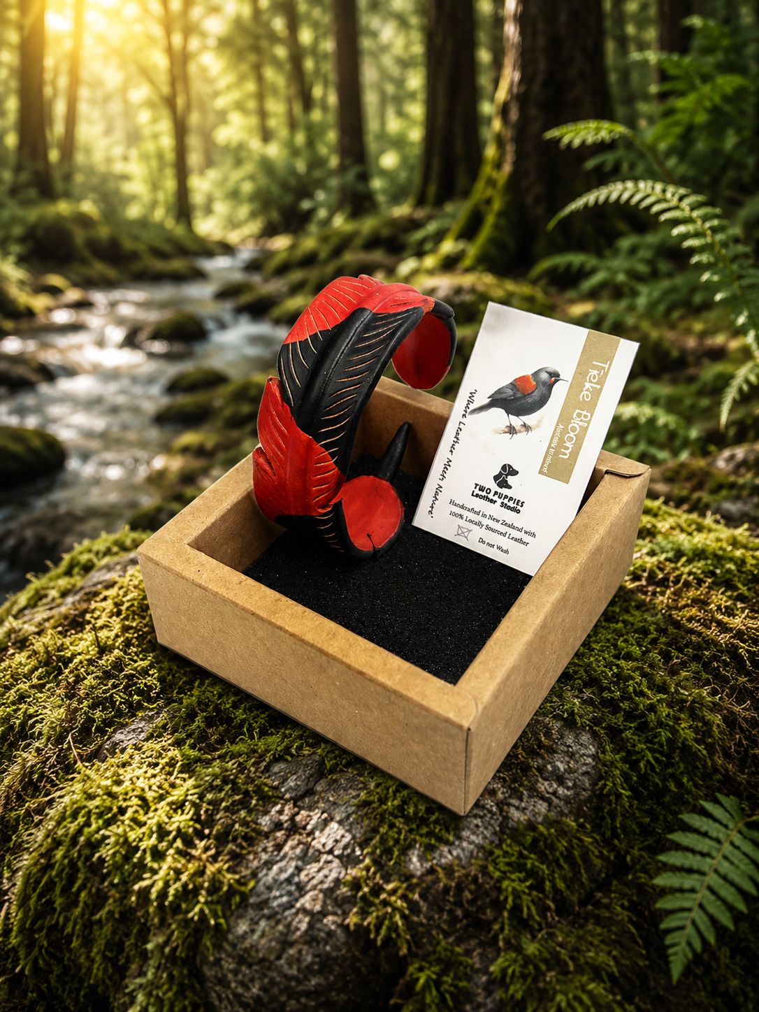 Tīeke Bloom Leather Feather Adjustable Cuff