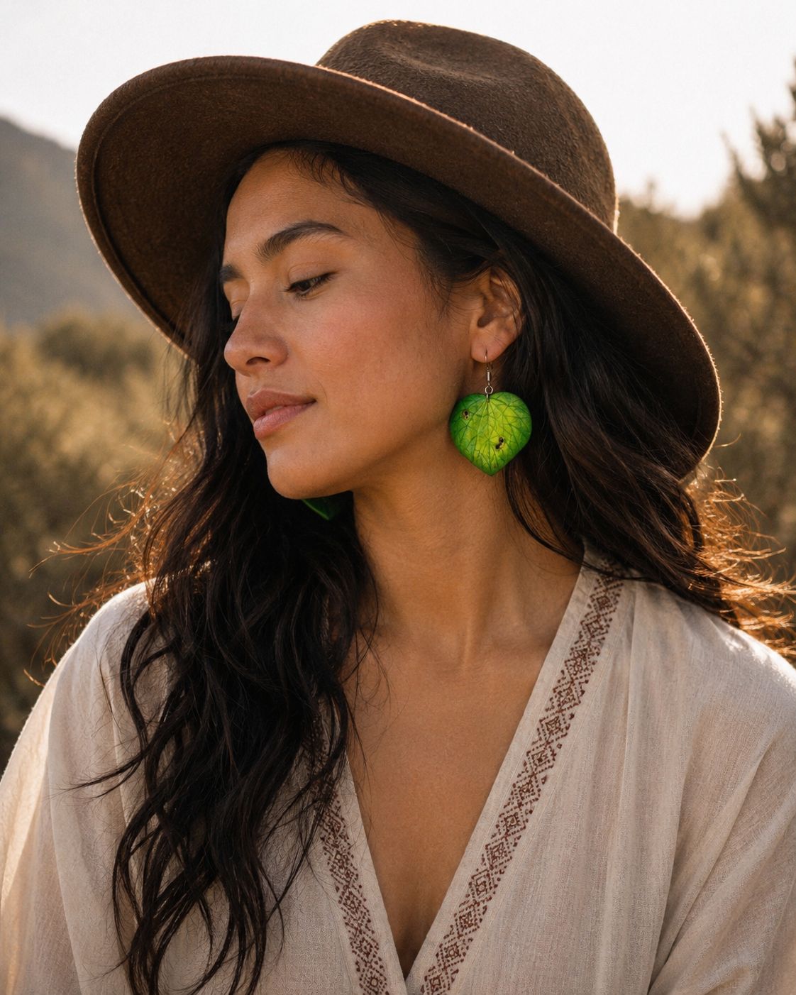Kawakawa Leaf Leather Drop Earrings