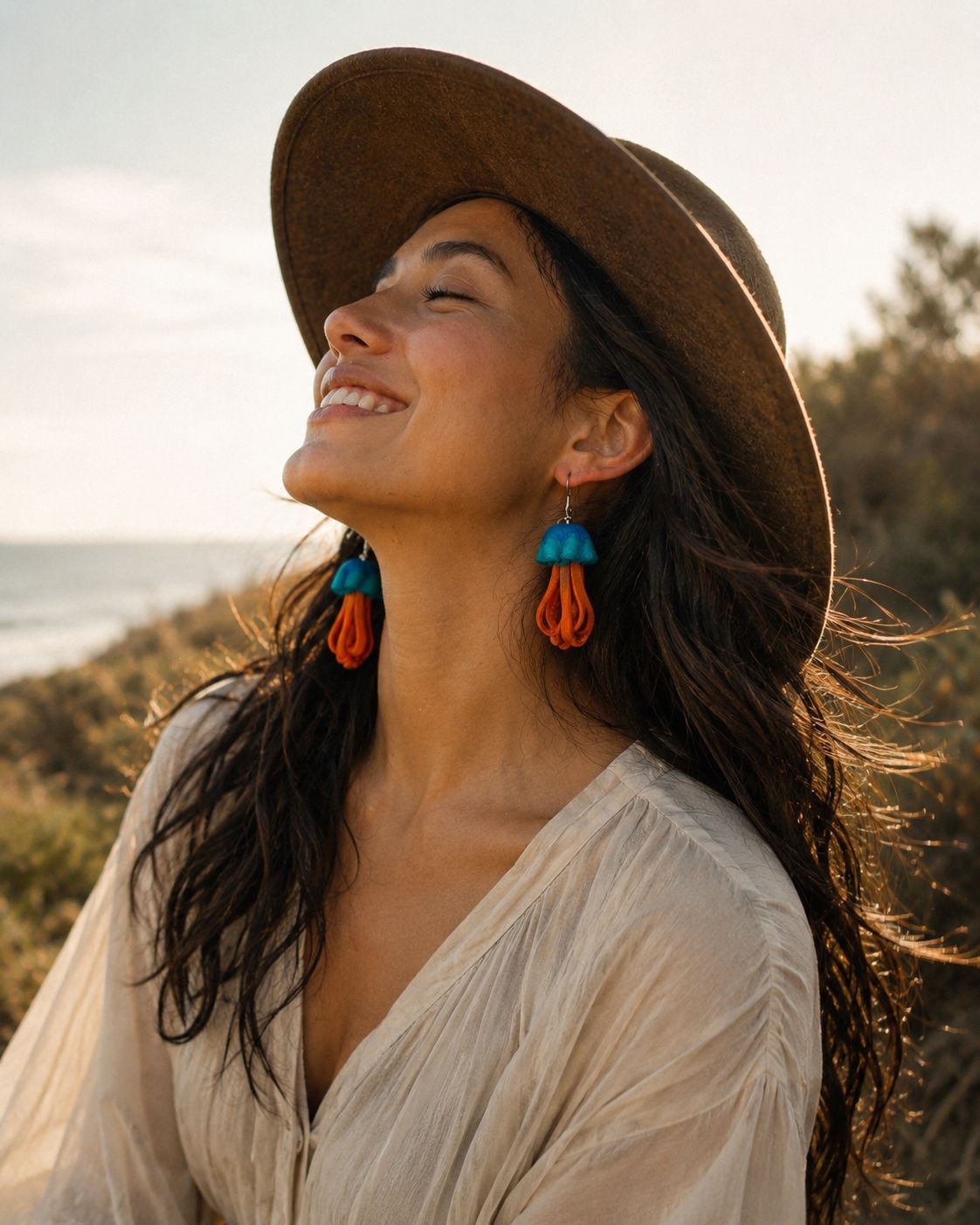 Aurora Jellyfish Leather Drop Earrings