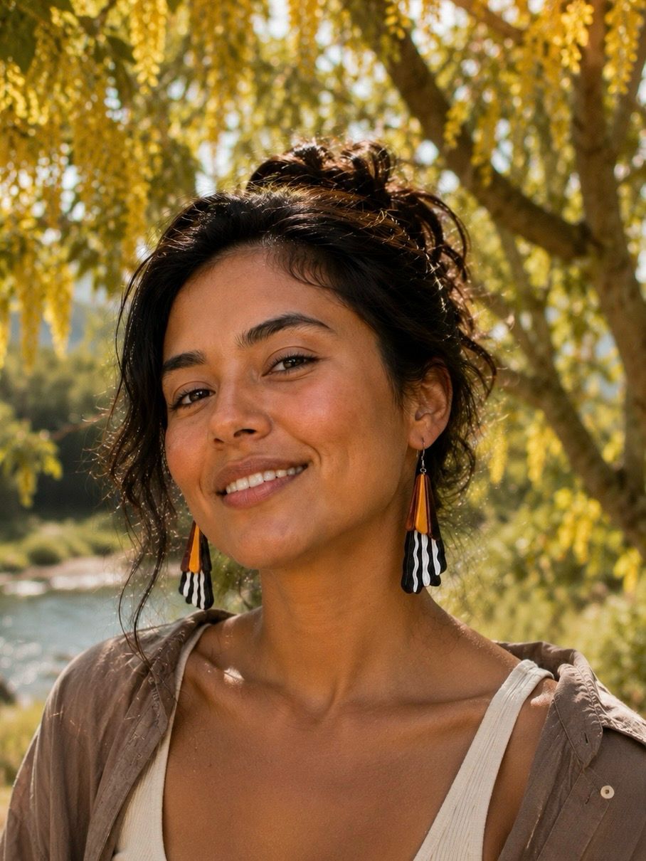 Fantail/pīwakawaka Leather Drop Earrings