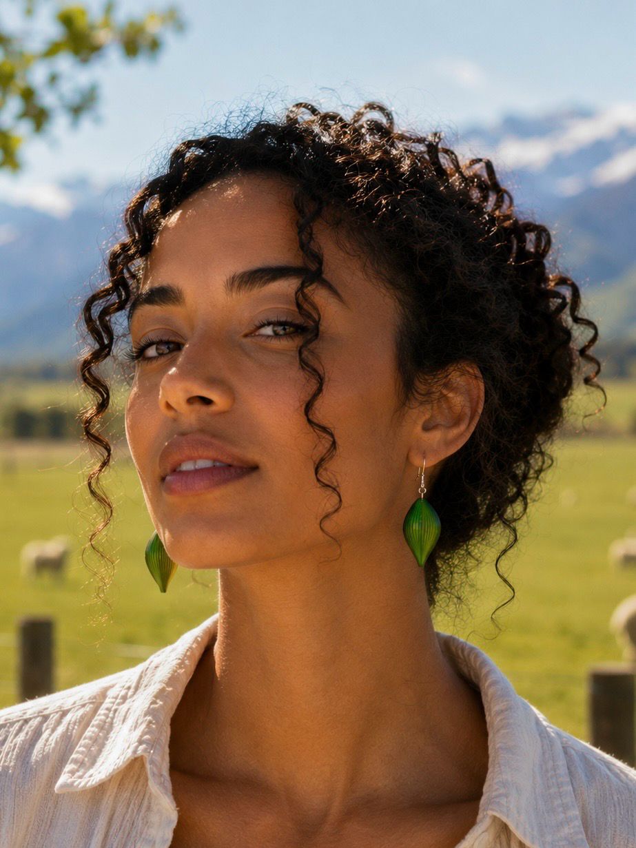 Springwake Leaves Leather Drop Earrings (Double Sided)