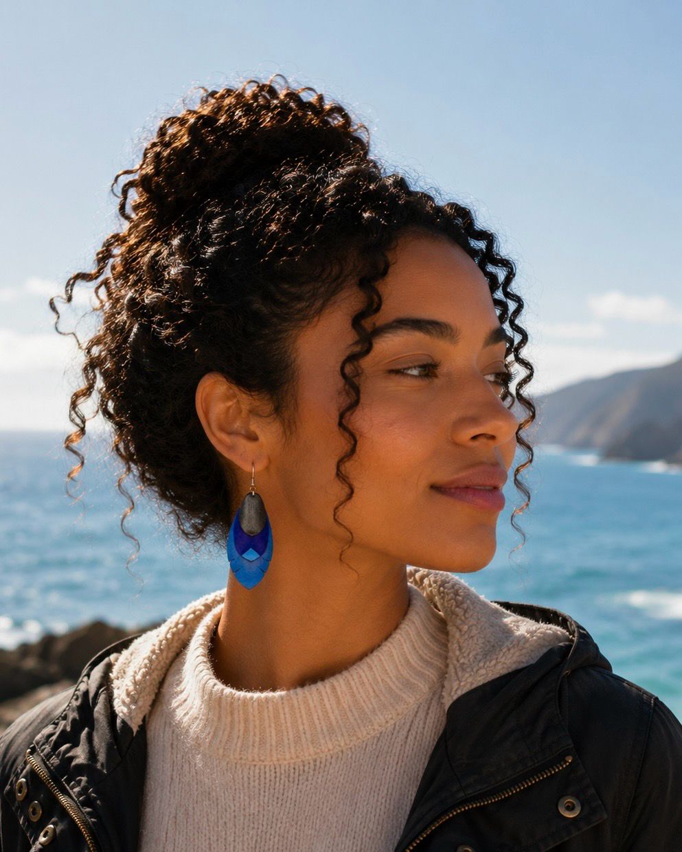 Kōkako Feather Leather Drop Earrings