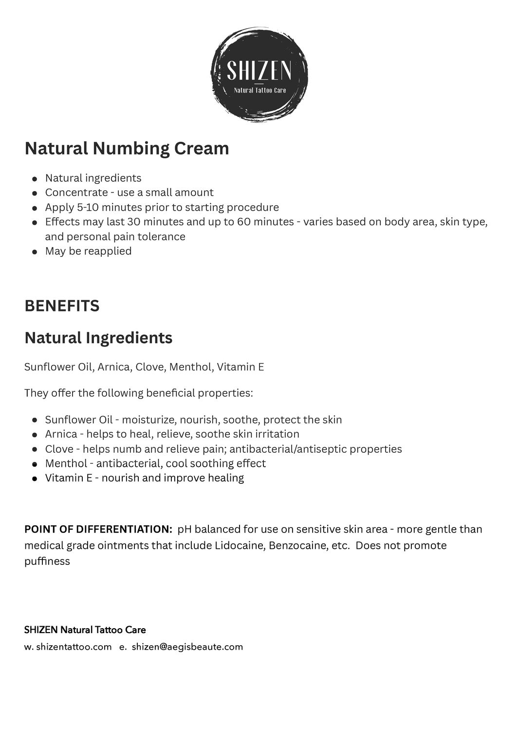 Natural Numbing Cream (118mL)