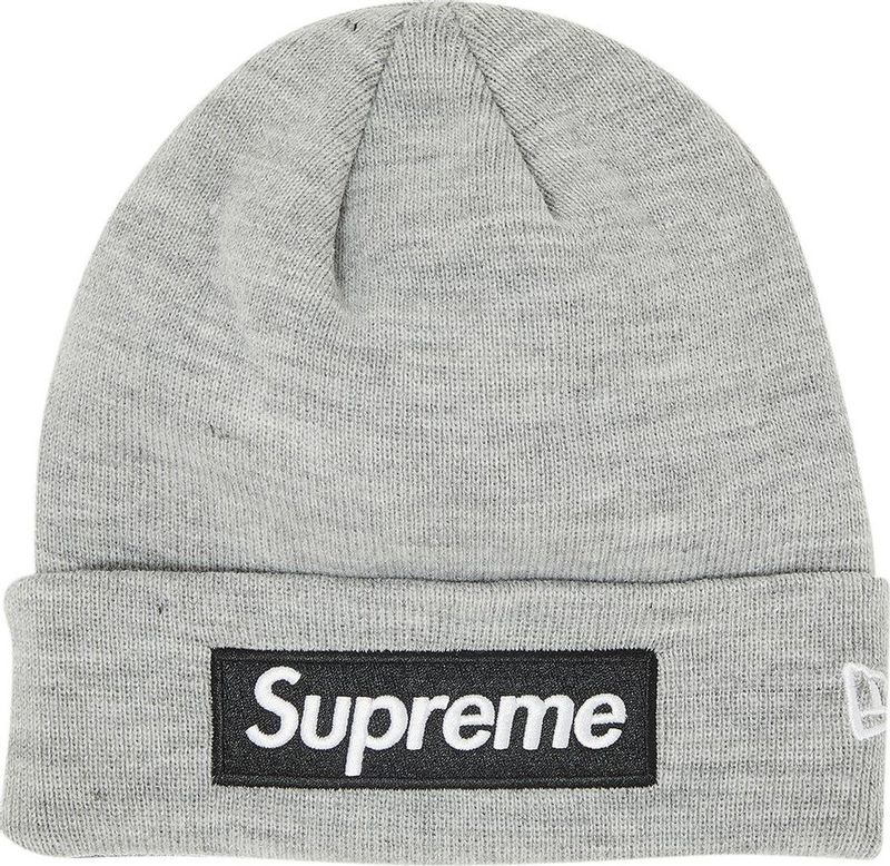 Supreme Beanie - New Era Box Logo - Heather Grey