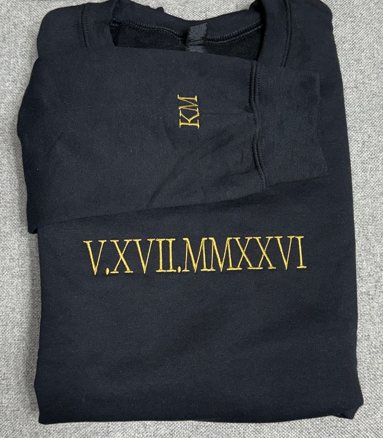 Embroidered Roman Numeral Crewneck (Across Chest Area)
