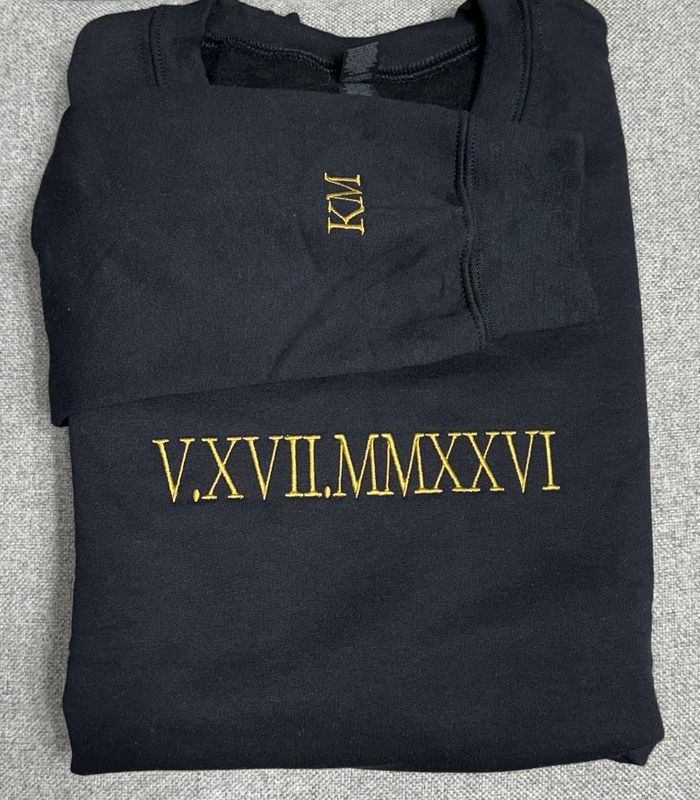 Embroidered Roman Numeral Crewneck (Across Chest Area)