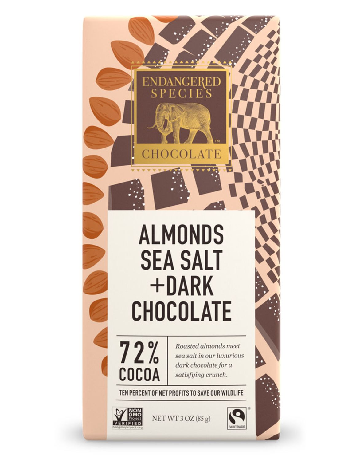 Choc Bar 72% Salt&amp;Alm (Endangered), 85g