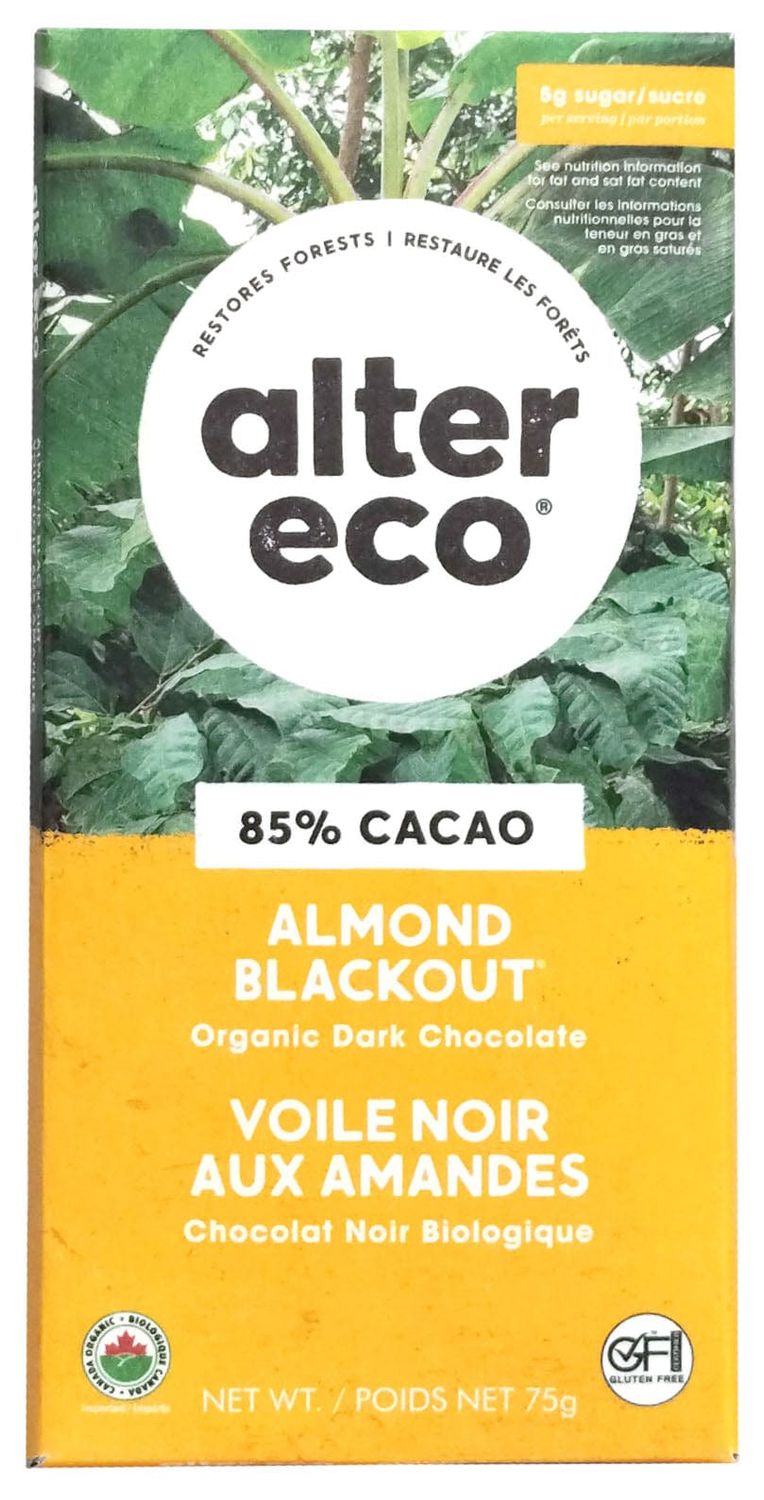 Choc Bar Dk Almond 85% (AlterE), 75g