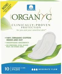 Pads w/Wings Med Org Cotton (Organyc),  10ct