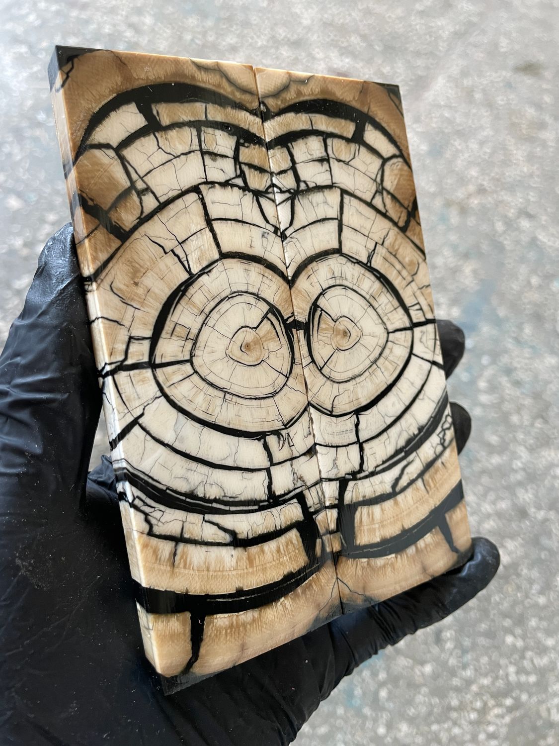 Mammoth tusk stabilized pair scales for knifehandl and handmade 5.19-1.77-0.39 inch MTD27