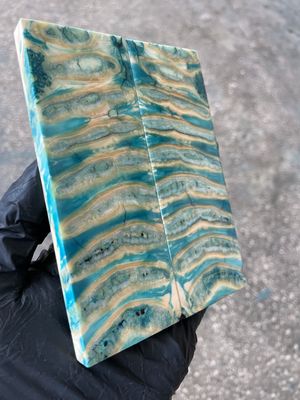 Mammoth tooth scales stabilized pair for knifehandl and handmade 5.07-1.85-0.39 inch T758
