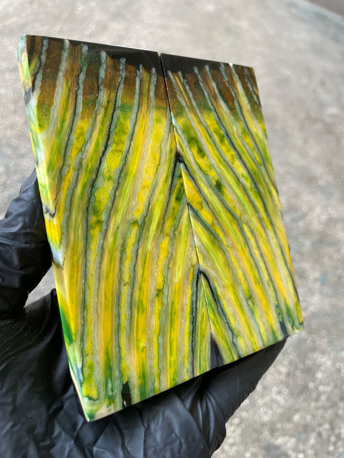 Mammoth tooth scales stabilized pair for knifehandl and handmade 4.33-1.85-0.35 inch T760