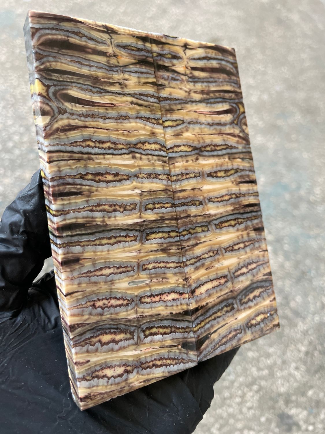 Mammoth tooth scales stabilized pair for knifehandl and handmade 5.19-1.81-0.39 inch T764
