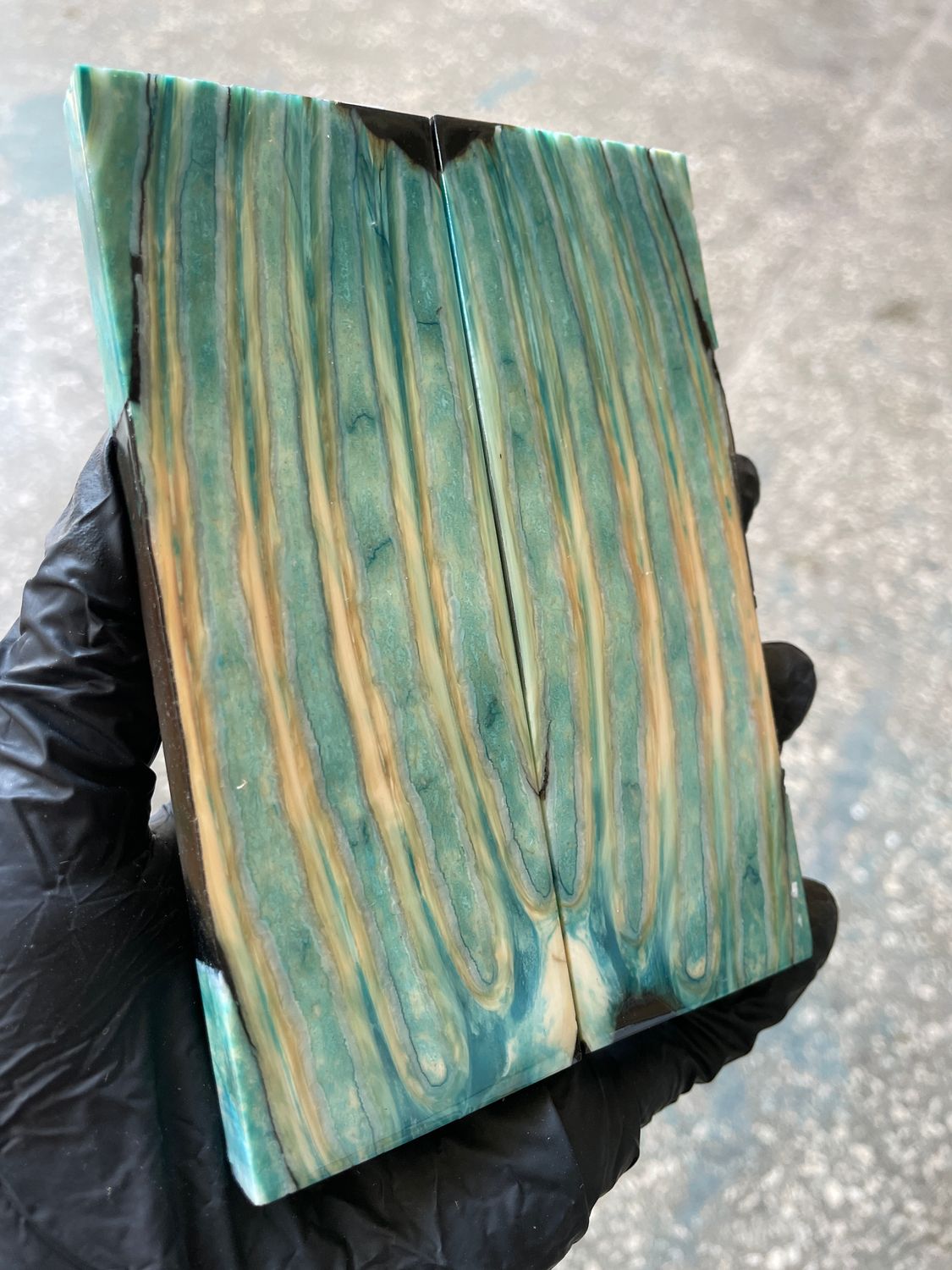 Mammoth tooth scales stabilized pair for knifehandl and handmade 5.19-1.81-0.39 inch T757