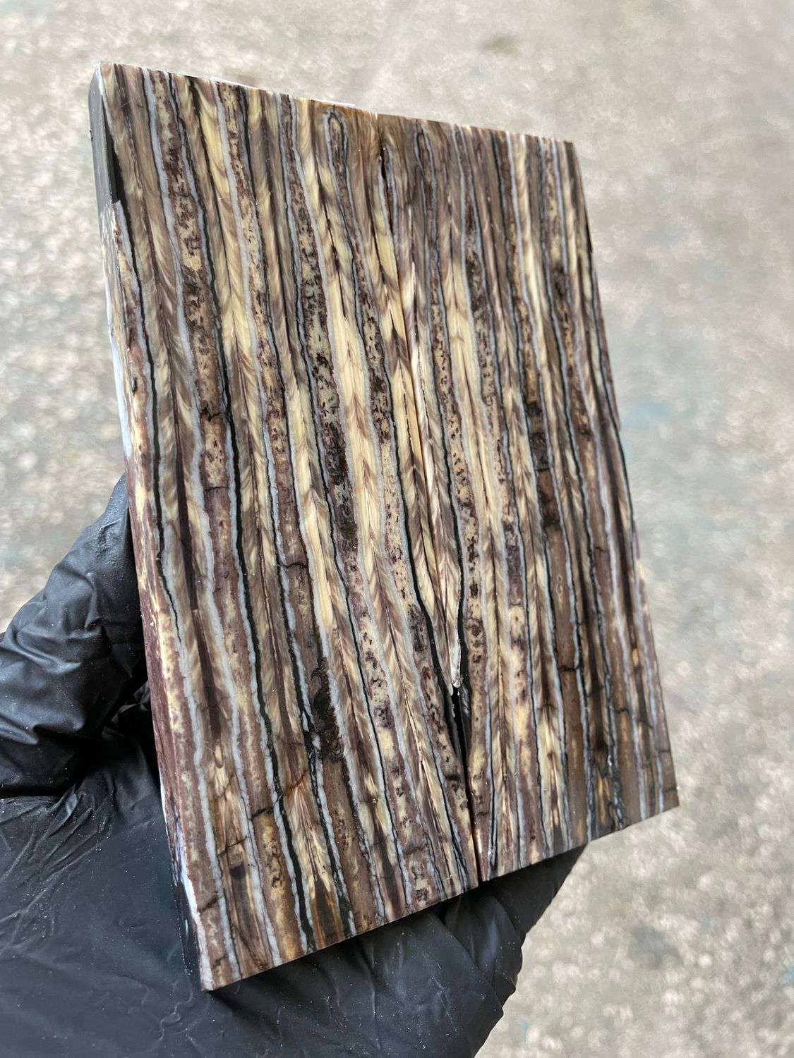 Mammoth tooth scales stabilized pair for knifehandl and handmade 5.23-1.81-0.35 inch T765
