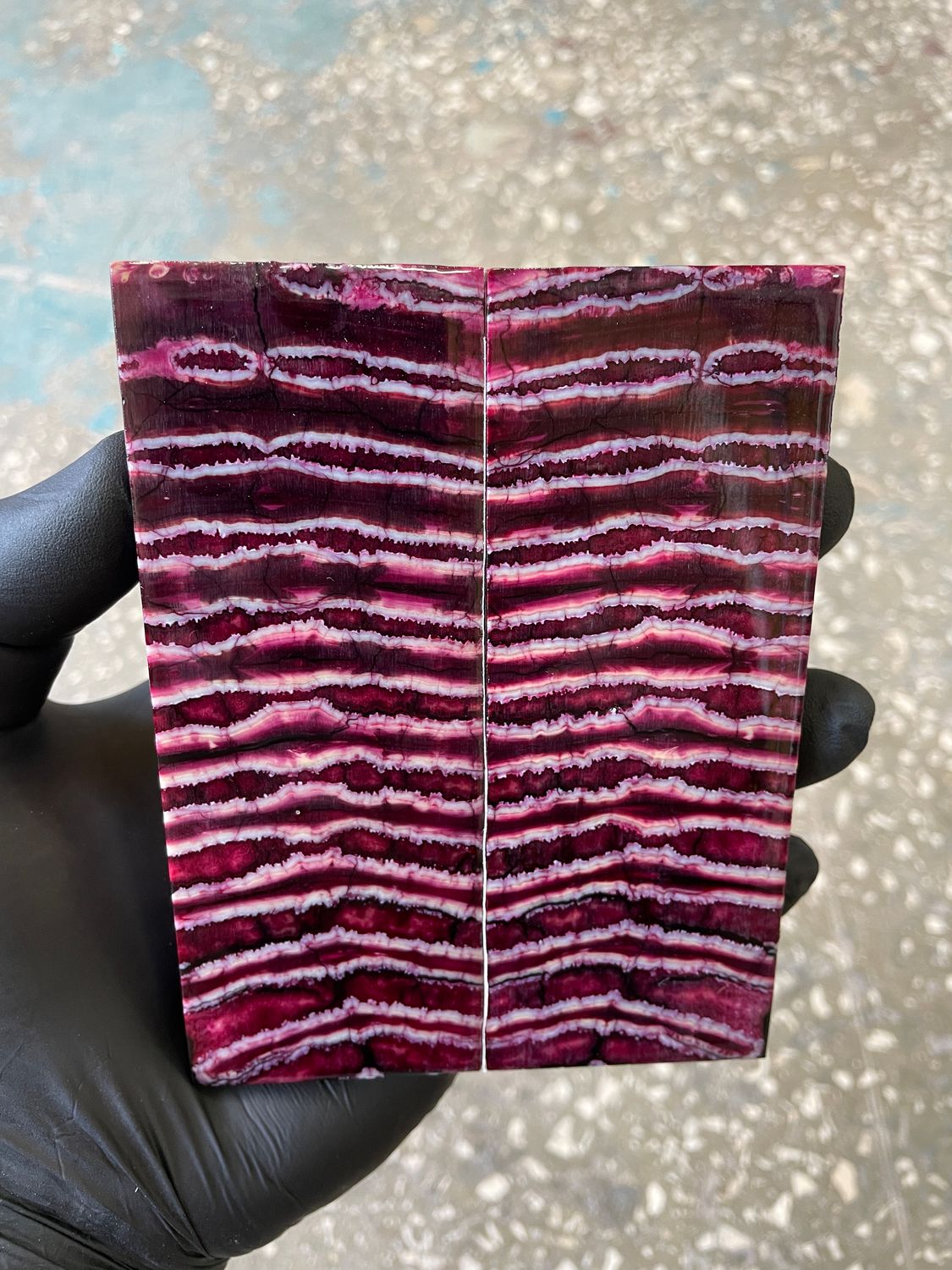 Mammoth tooth scales stabilized pair for knifehandl and handmade 4.84-1.81-0.39  inch TOS1