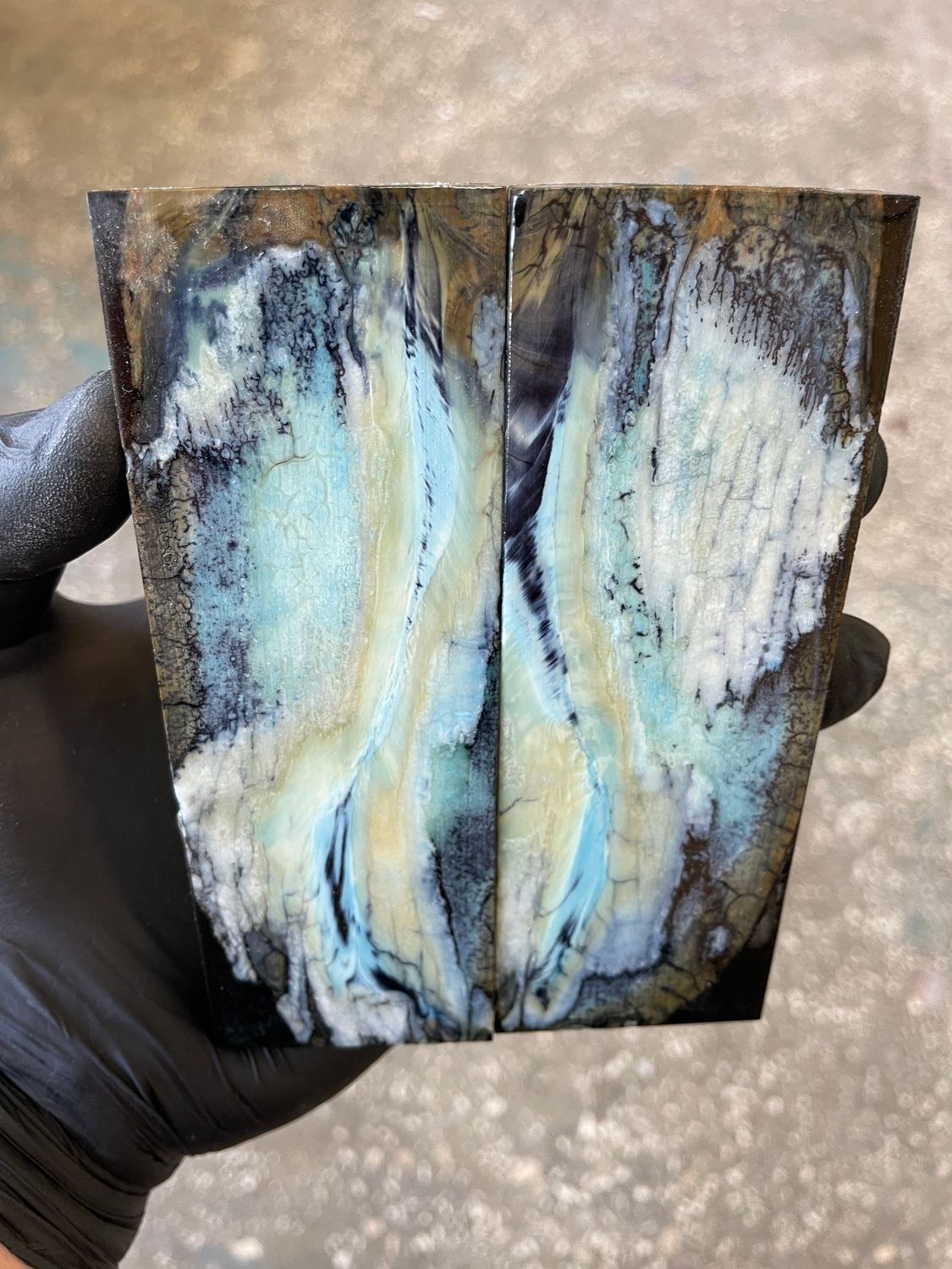 Mammoth tooth scales stabilized pair for knifehandl and handmade 5.11-1.81-0.39    inch TOS9