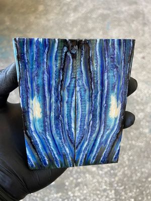 Mammoth tooth scales stabilized pair for knifehandl and handmade 4.96-1.81-0.39  inch TOS13