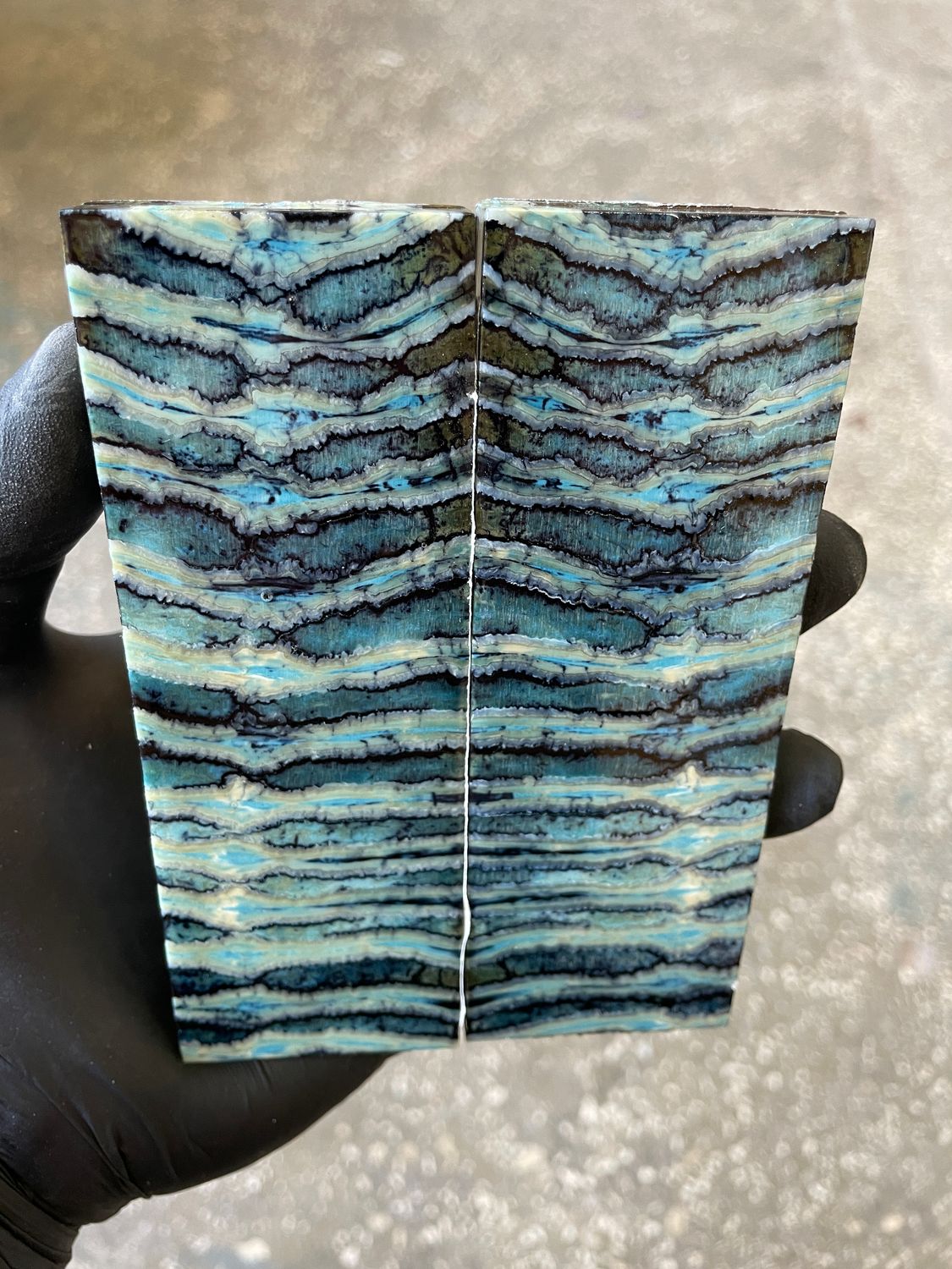 Mammoth tooth scales stabilized pair for knifehandl and handmade 5.19-1.85-0.35  inch TOS12