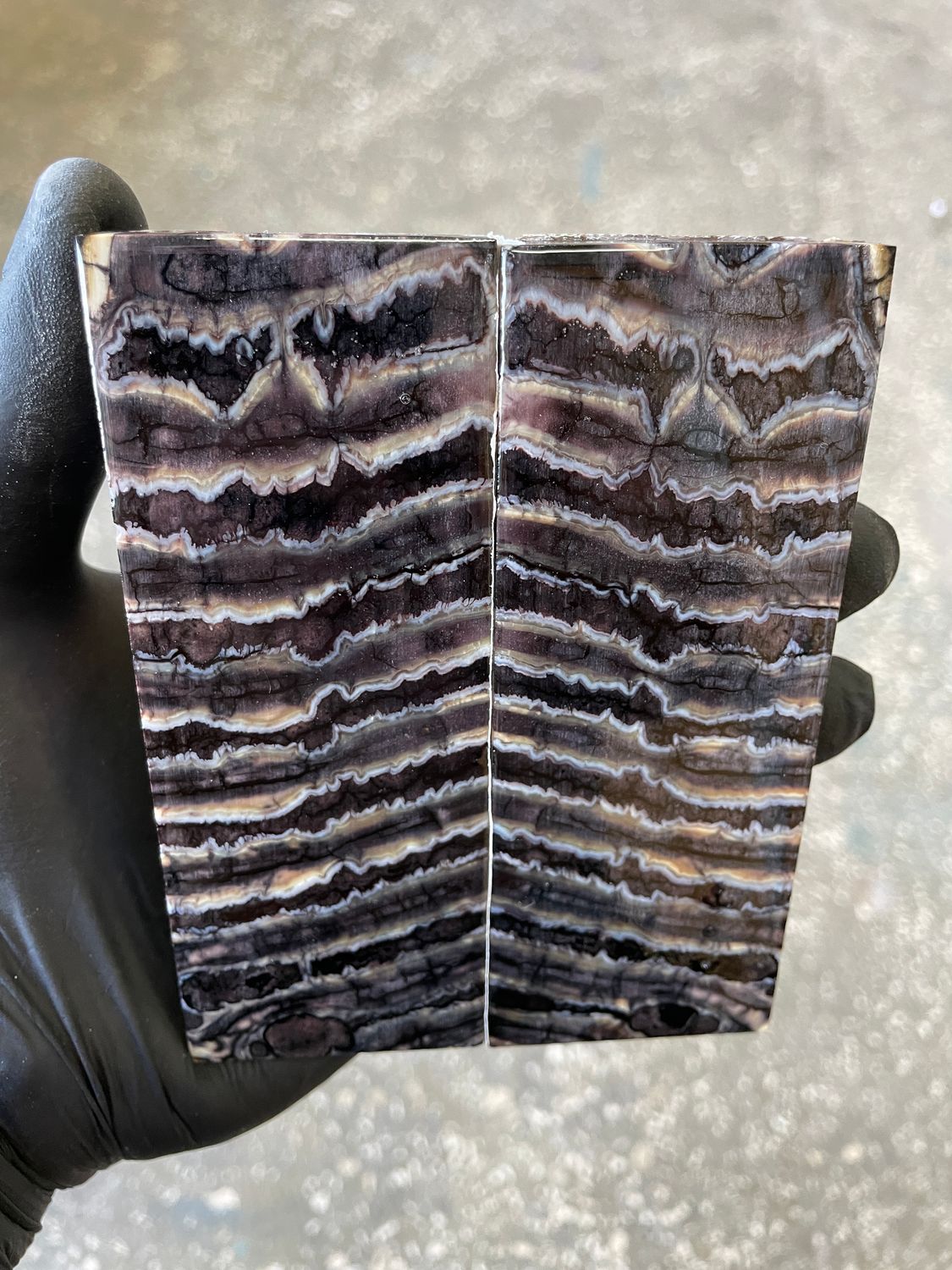 Mammoth tooth scales stabilized pair for knifehandl and handmade 4.84-1.85-0.39 inch TOS15