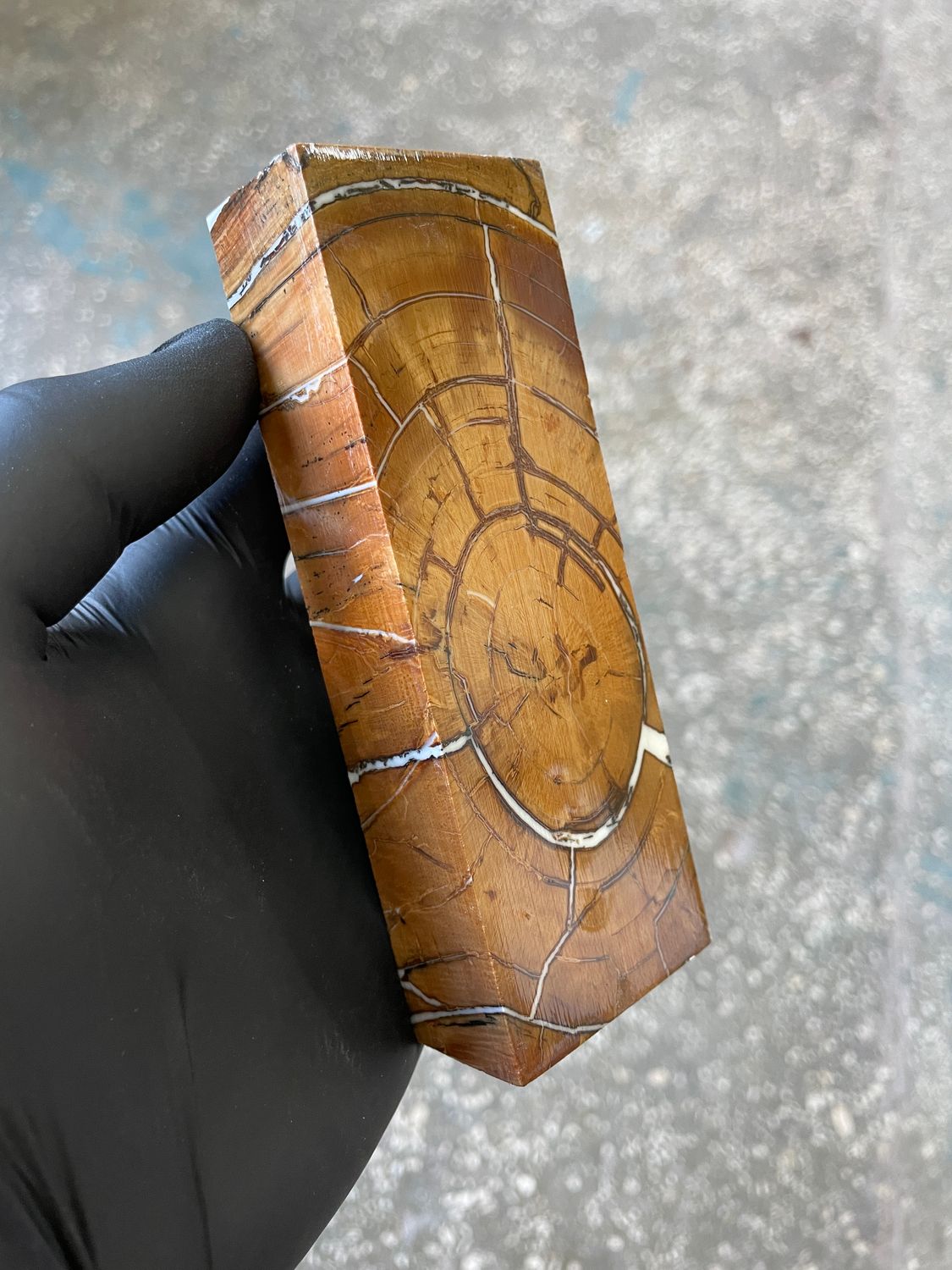 Mammoth tusk block stabilized for knifehandl and handmade 5.31-1.85-0.39 inch TUB1