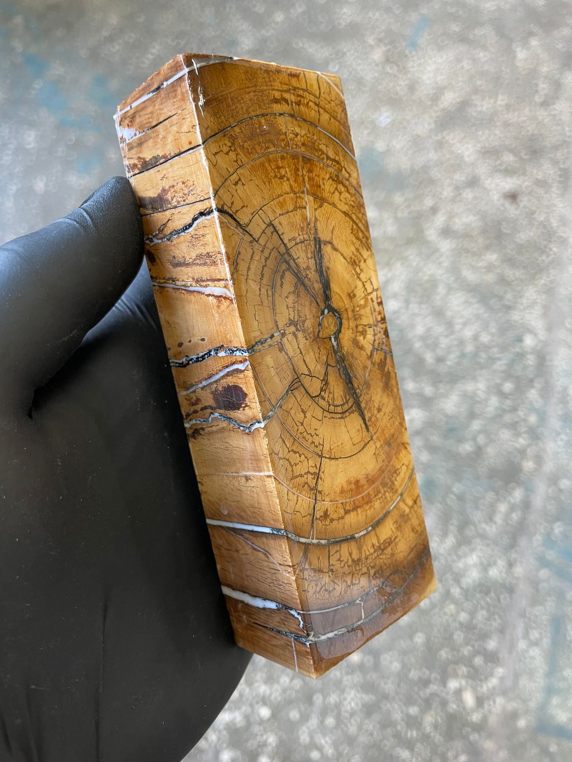 Mammoth tusk block stabilized for knifehandl and handmade 5.11-1.73-1.14 inch TUB3