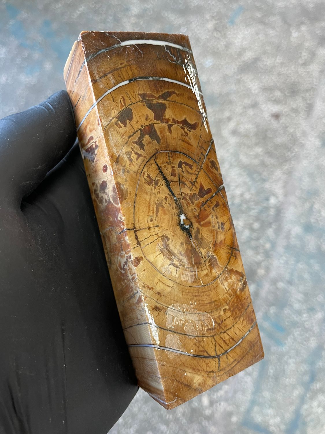 Mammoth tusk block stabilized for knifehandl and handmade 5.11-1.73-1.14 inch TUB4