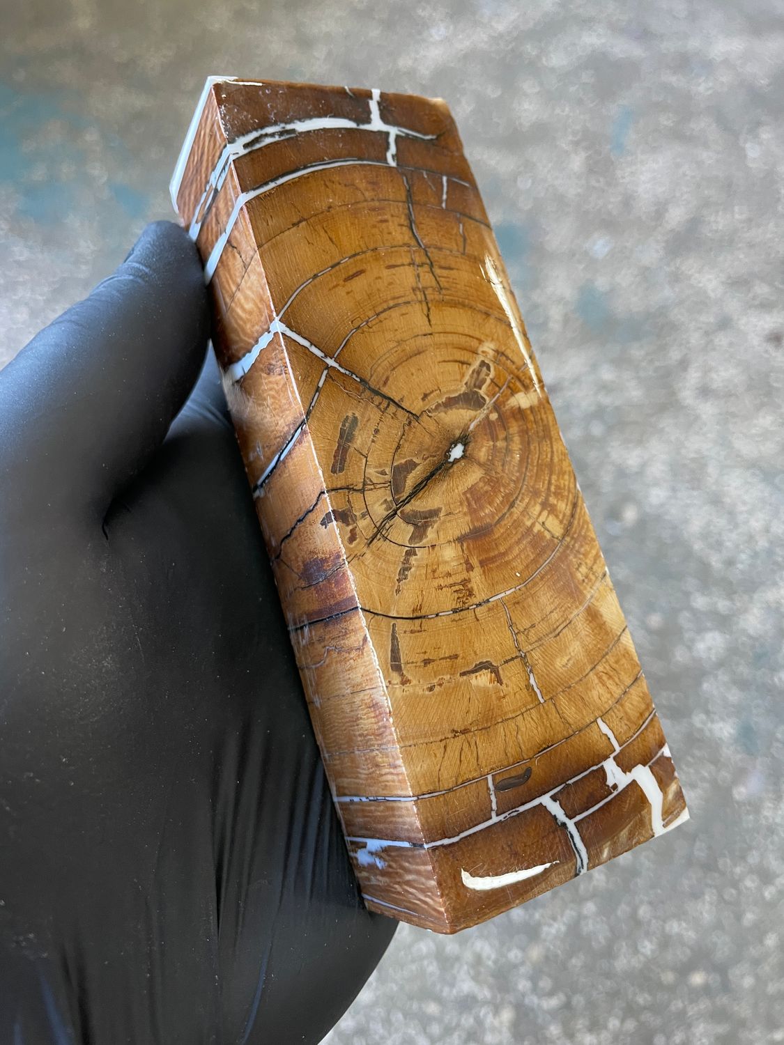 Mammoth tusk block stabilized for knifehandl and handmade 5.11-1.73-1.1 inch TUB8