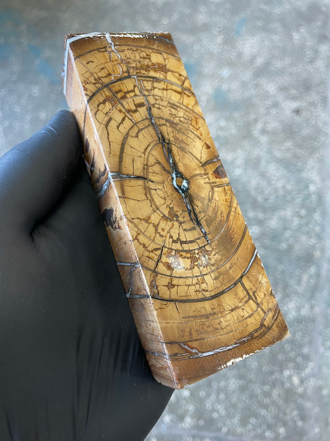 Mammoth tusk block stabilized for knifehandl and handmade 5.11-1.73-1.14 inch TUB6