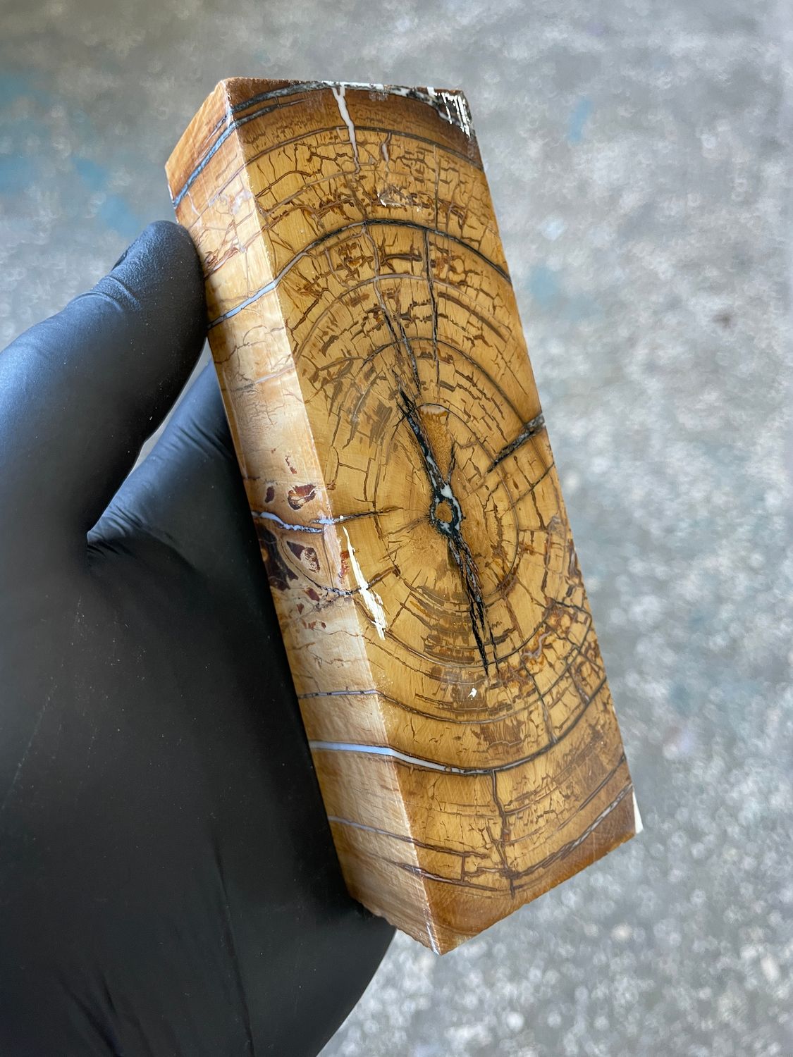 Mammoth tusk block stabilized for knifehandl and handmade 5.11-1.73-1.1 inch TUB7